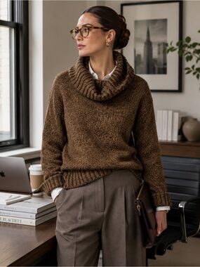 Pendleton Merino Wool Turtleneck Sweater Brown Gorp Core Women's Small